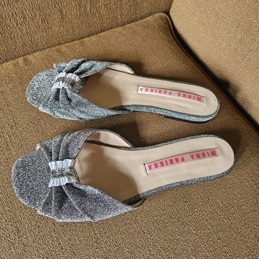 Minna Parikka Silver Flat Sandals Size 41 - Picture 2 of 12